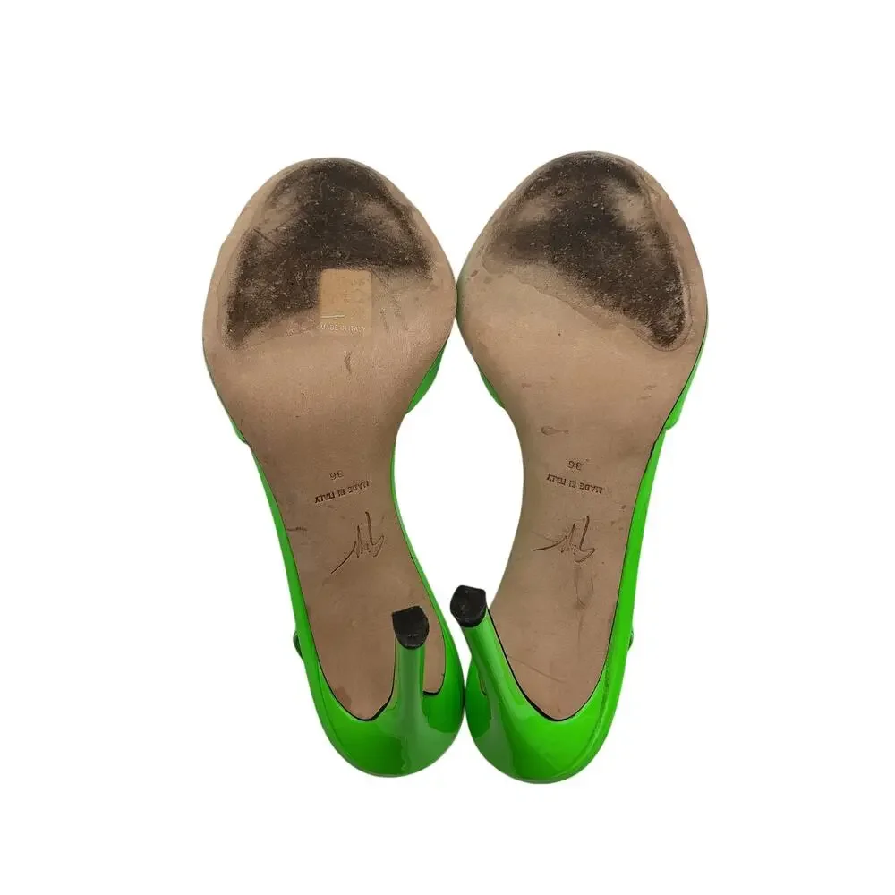 Giuseppe Zanotti Glossy Green Slingback Heels Size 36 EU / US 6